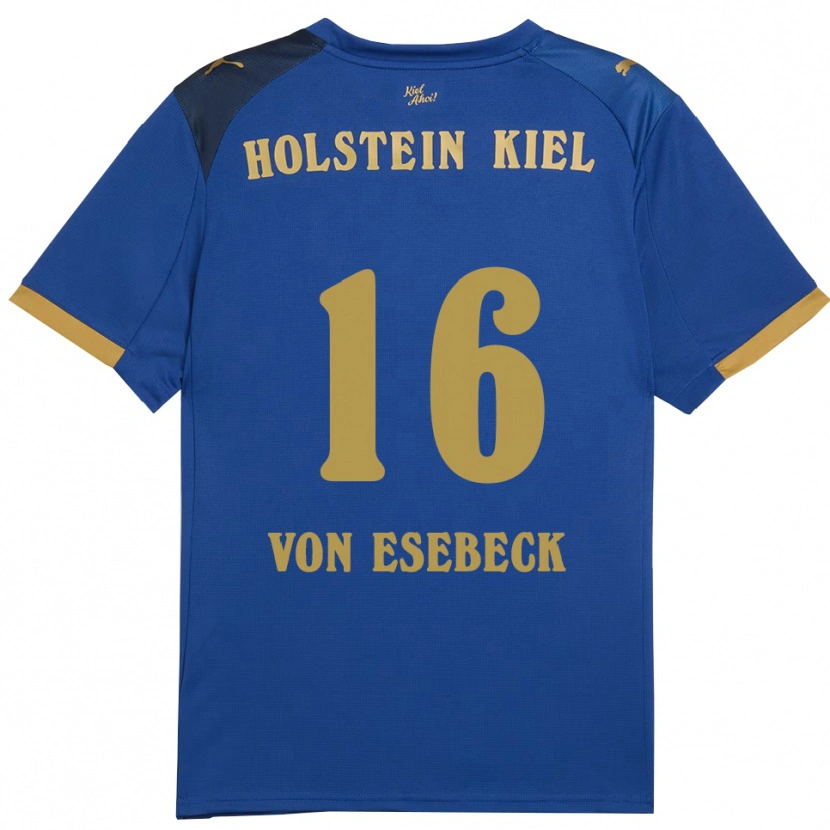 Danxen Dětské Oskar Von Esebeck #16 Modrá Zlatá Domů Hráčské Dresy 2025/26 Dres