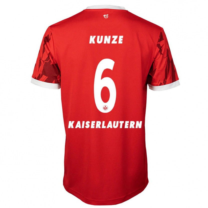 Danxen Dětské Fabian Kunze #6 Červená Bílá Domů Hráčské Dresy 2025/26 Dres