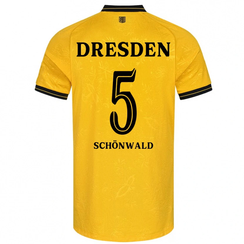 Danxen Dětské Laurin Schönwald #5 Žlutá Černá Domů Hráčské Dresy 2025/26 Dres