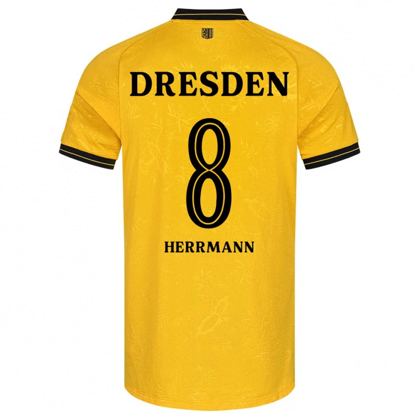 Danxen Dětské Luca Herrmann #8 Žlutá Černá Domů Hráčské Dresy 2025/26 Dres
