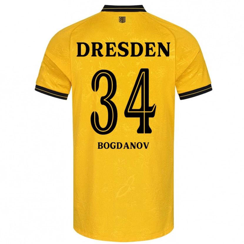 Danxen Dětské Dmytro Bogdanov #34 Žlutá Černá Domů Hráčské Dresy 2025/26 Dres