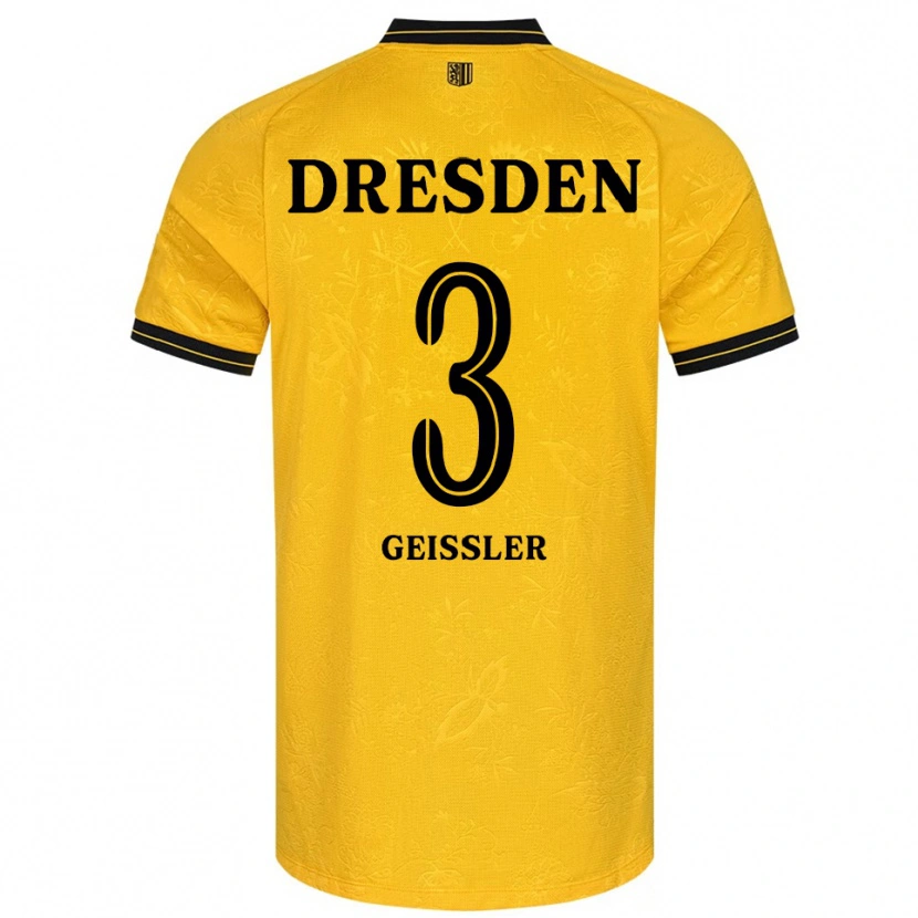 Danxen Dětské Jonathan Geißler #3 Žlutá Černá Domů Hráčské Dresy 2025/26 Dres