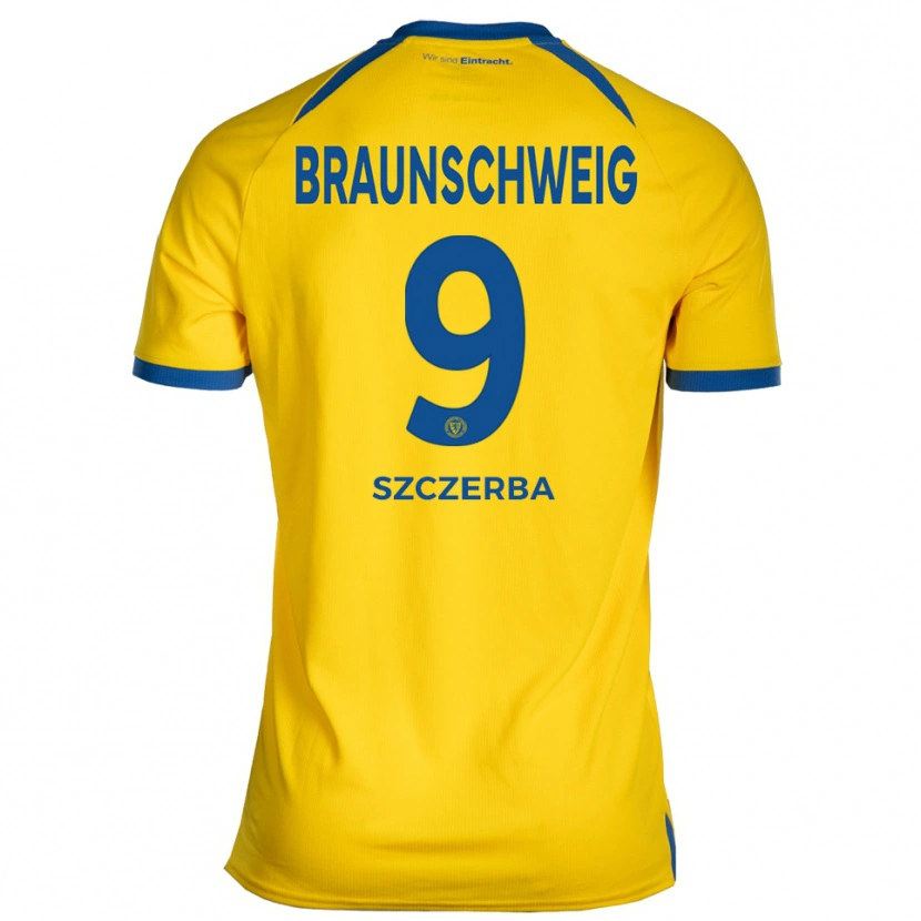 Danxen Dětské Kacper Szczerba #9 Žlutá Modrá Domů Hráčské Dresy 2025/26 Dres