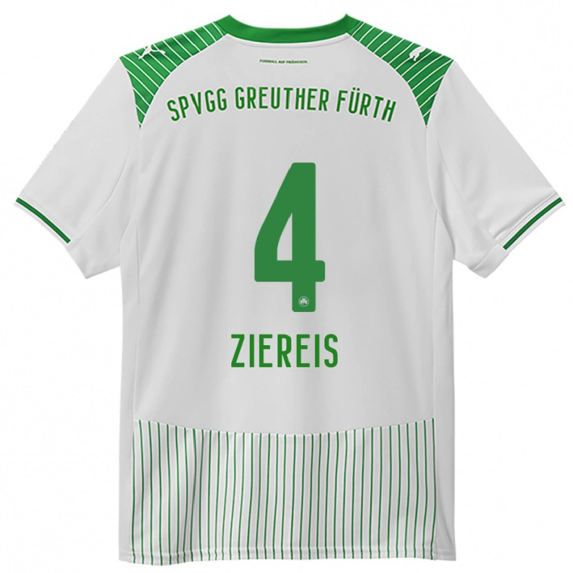 Danxen Dětské Philipp Ziereis #4 Bílá Zelená Domů Hráčské Dresy 2025/26 Dres