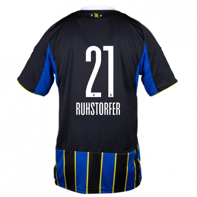 Danxen Dětské Kimberly Ruhstorfer #21 Modrá Černá Žlutá Domů Hráčské Dresy 2025/26 Dres