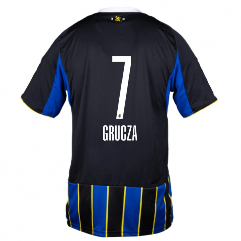 Danxen Dětské Nico Grucza #7 Modrá Černá Žlutá Domů Hráčské Dresy 2025/26 Dres
