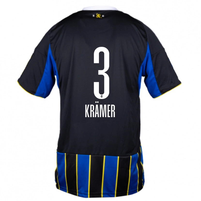 Danxen Dětské Nils Krämer #3 Modrá Černá Žlutá Domů Hráčské Dresy 2025/26 Dres