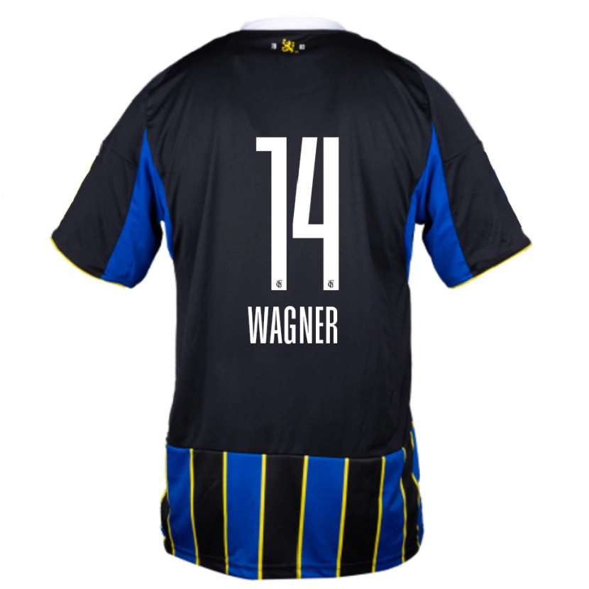 Danxen Dětské Celine Wagner #14 Modrá Černá Žlutá Domů Hráčské Dresy 2025/26 Dres