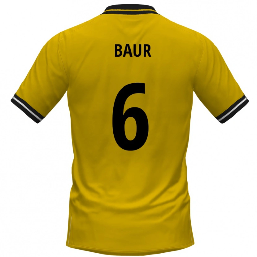 Danxen Dětské Mauro Baur #6 Žlutá Černá Domů Hráčské Dresy 2025/26 Dres