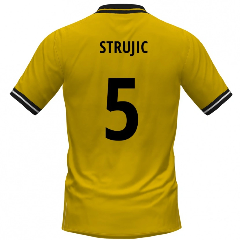 Danxen Dětské Sasa Strujic #5 Žlutá Černá Domů Hráčské Dresy 2025/26 Dres