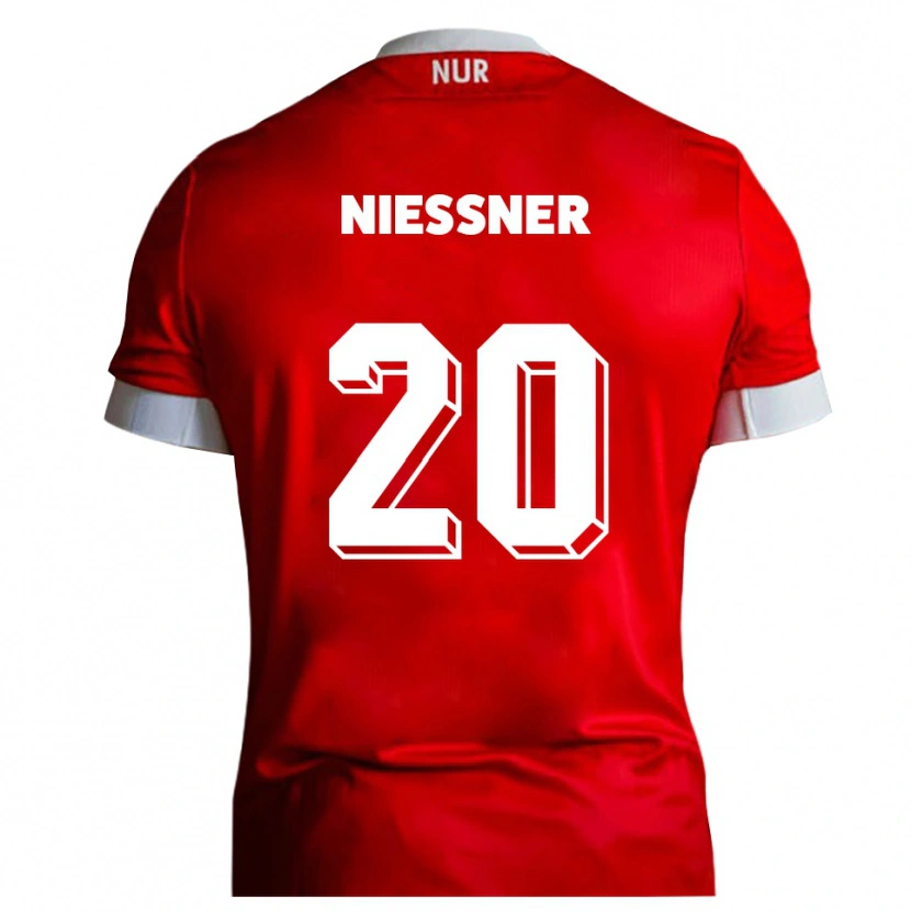 Danxen Dětské Lennard Nießner #20 Červená Bílá Domů Hráčské Dresy 2025/26 Dres