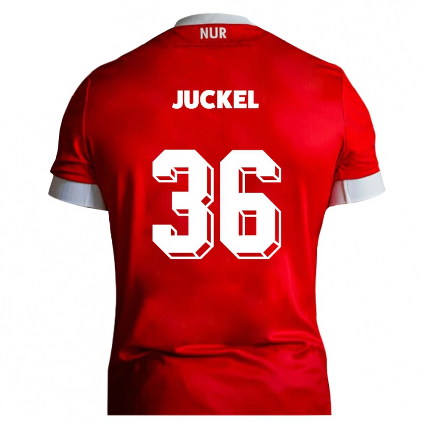 Danxen Dětské Janis Juckel #36 Červená Bílá Domů Hráčské Dresy 2025/26 Dres