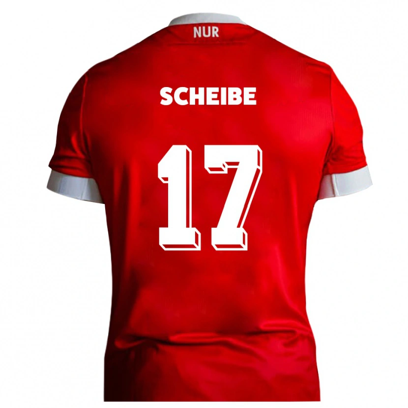 Danxen Dětské Niklas Scheibe #17 Červená Bílá Domů Hráčské Dresy 2025/26 Dres