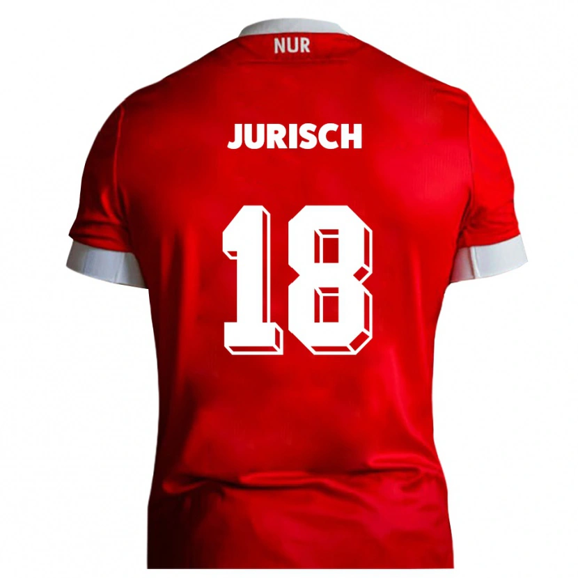 Danxen Dětské Max Jurisch #18 Červená Bílá Domů Hráčské Dresy 2025/26 Dres