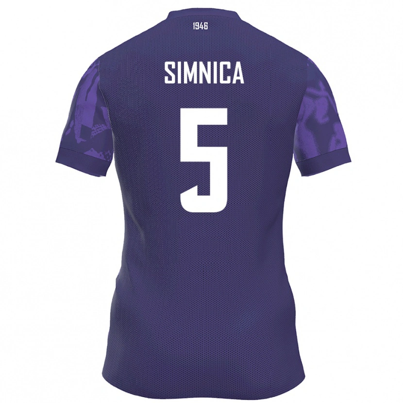 Danxen Dětské Luan Simnica #5 Fialová Bílá Domů Hráčské Dresy 2025/26 Dres