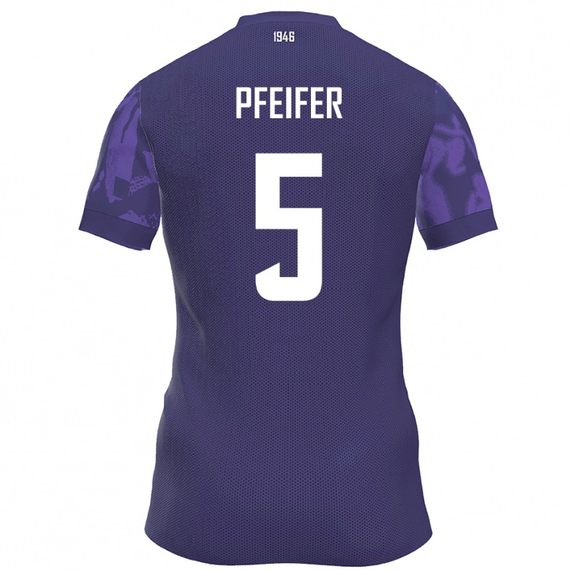 Danxen Dětské Emil Pfeifer #5 Fialová Bílá Domů Hráčské Dresy 2025/26 Dres