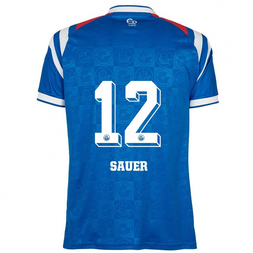 Danxen Dětské John-Lukas Sauer #12 Modrá Bílá Červená Domů Hráčské Dresy 2025/26 Dres
