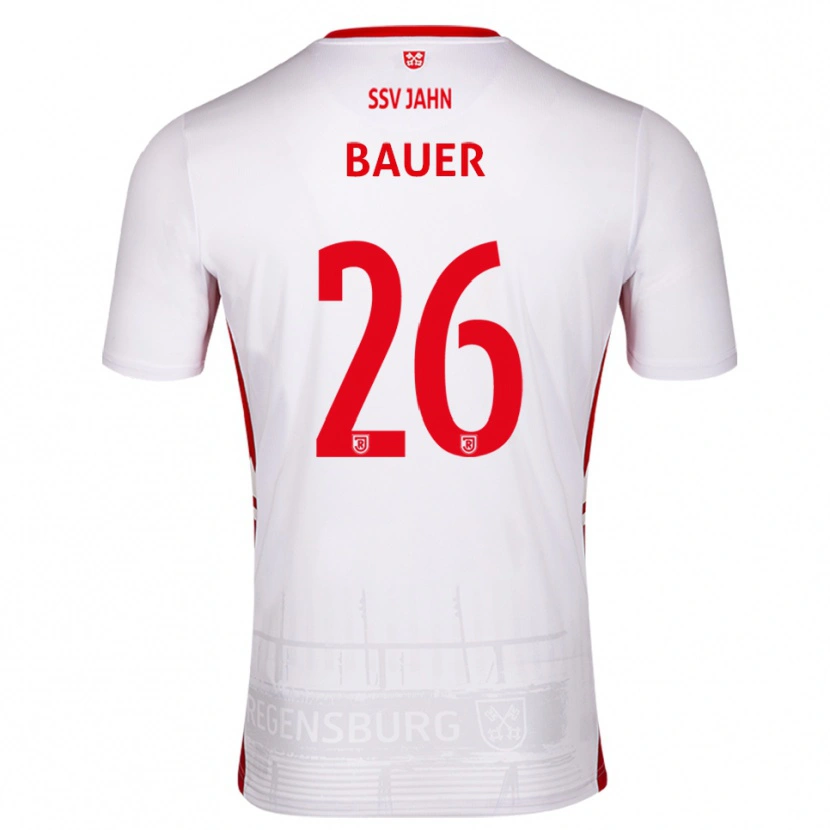 Danxen Dětské Benedikt Bauer #26 Bílá Červená Domů Hráčské Dresy 2025/26 Dres