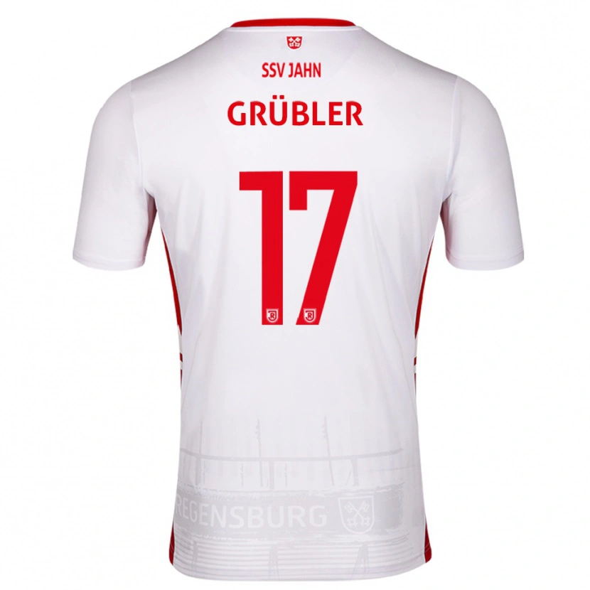 Danxen Dětské David Grübler #17 Bílá Červená Domů Hráčské Dresy 2025/26 Dres