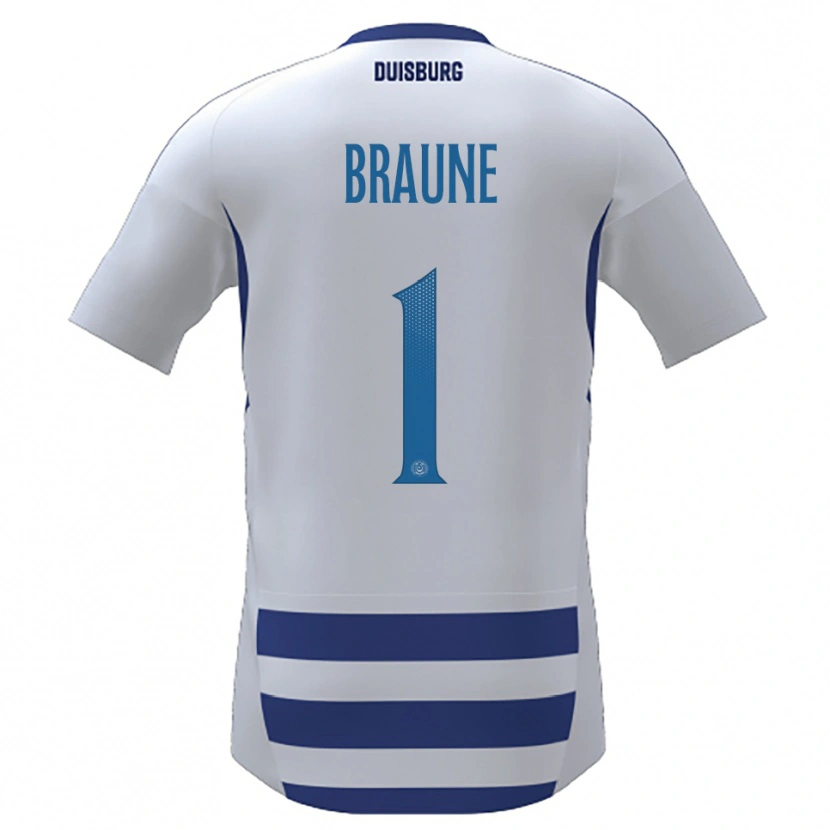 Danxen Dětské Maximilian Braune #1 Bílá Modrá Domů Hráčské Dresy 2025/26 Dres