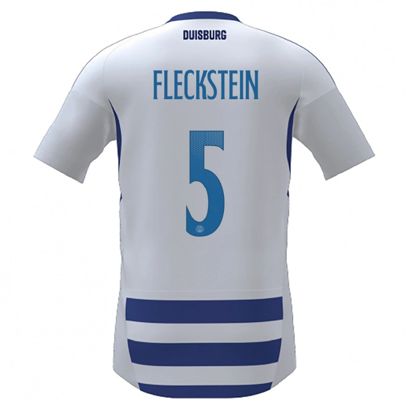 Danxen Dětské Tobias Fleckstein #5 Bílá Modrá Domů Hráčské Dresy 2025/26 Dres