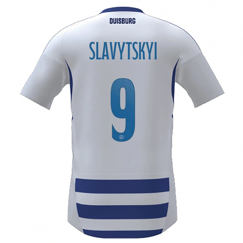 Danxen Dětské Nikita Slavytskyi #9 Bílá Modrá Domů Hráčské Dresy 2025/26 Dres