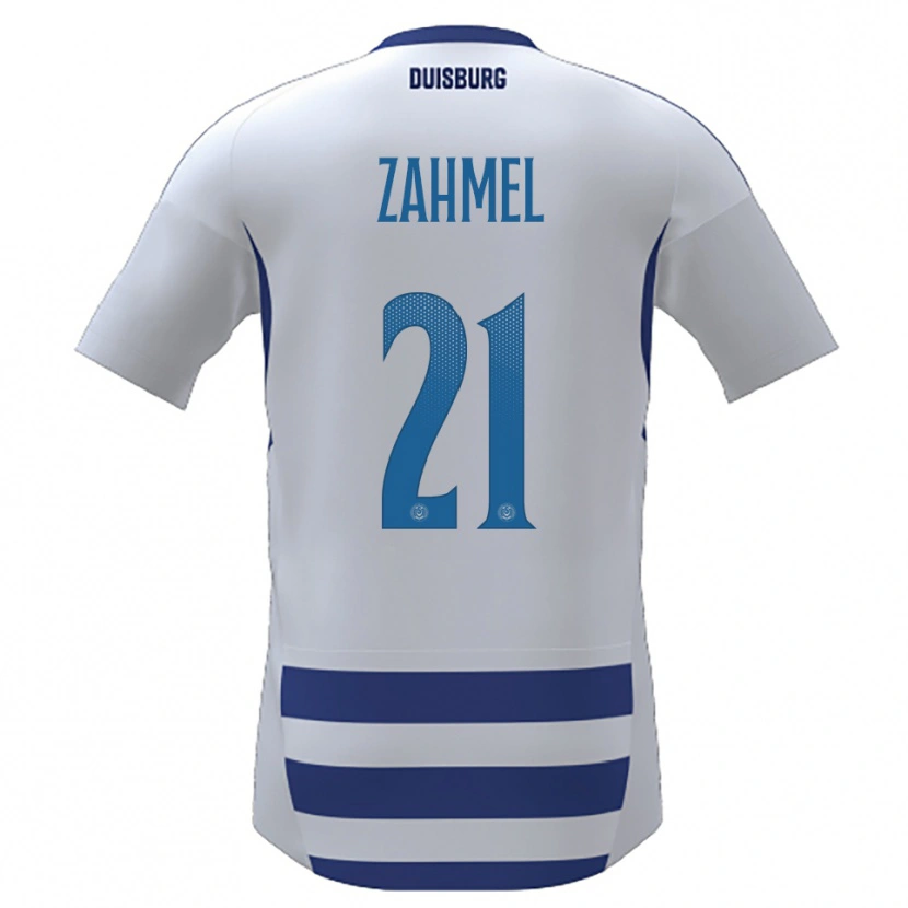 Danxen Dětské Jannik Zahmel #21 Bílá Modrá Domů Hráčské Dresy 2025/26 Dres