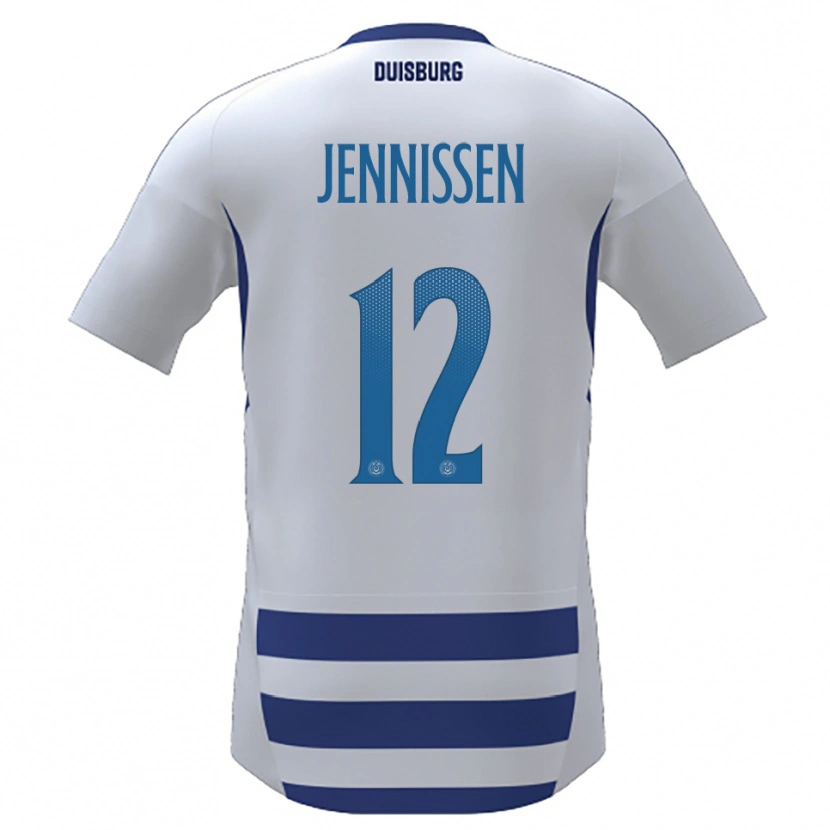 Danxen Dětské Laurenz Jennissen #12 Bílá Modrá Domů Hráčské Dresy 2025/26 Dres