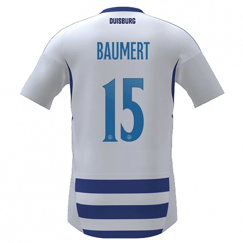Danxen Dětské Moritz Baumert #15 Bílá Modrá Domů Hráčské Dresy 2025/26 Dres