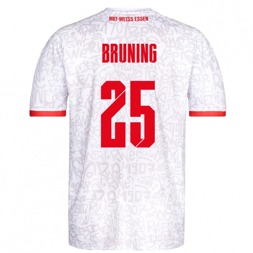 Danxen Dětské Malte Brüning #25 Bílá Červená Domů Hráčské Dresy 2025/26 Dres