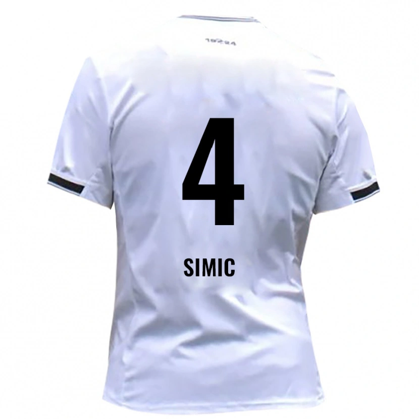 Danxen Dětské Dennis Simic #4 Bílá Červená Domů Hráčské Dresy 2025/26 Dres