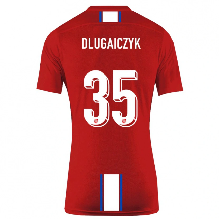 Danxen Dětské Alexander Dlugaiczyk #35 Červená Bílá Domů Hráčské Dresy 2025/26 Dres