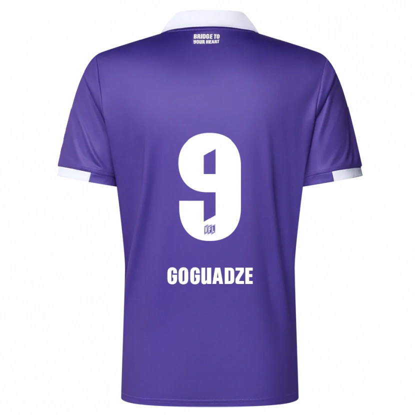 Danxen Dětské Nikky Goguadze #9 Fialová Bílá Domů Hráčské Dresy 2025/26 Dres