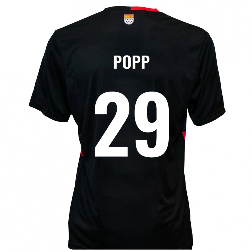 Danxen Dětské Leander Popp #29 Černá Červená Domů Hráčské Dresy 2025/26 Dres