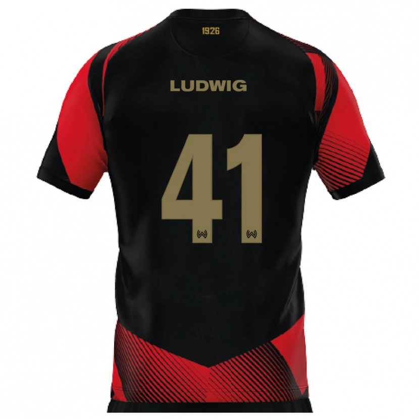Danxen Dětské Finn Ludwig #41 Černá Červená Domů Hráčské Dresy 2025/26 Dres