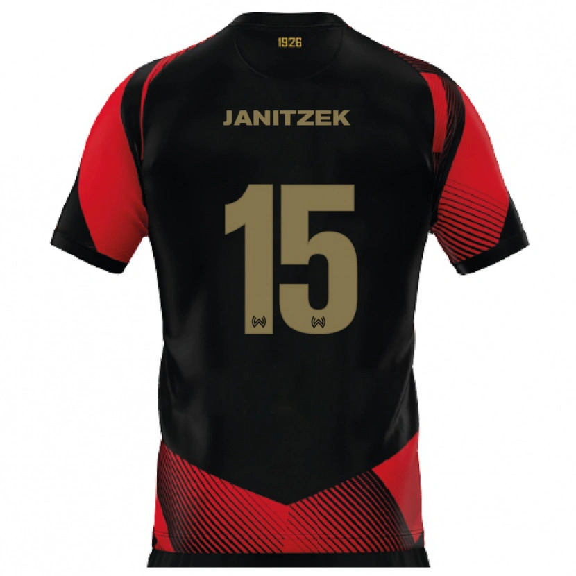 Danxen Dětské Justin Janitzek #15 Černá Červená Domů Hráčské Dresy 2025/26 Dres