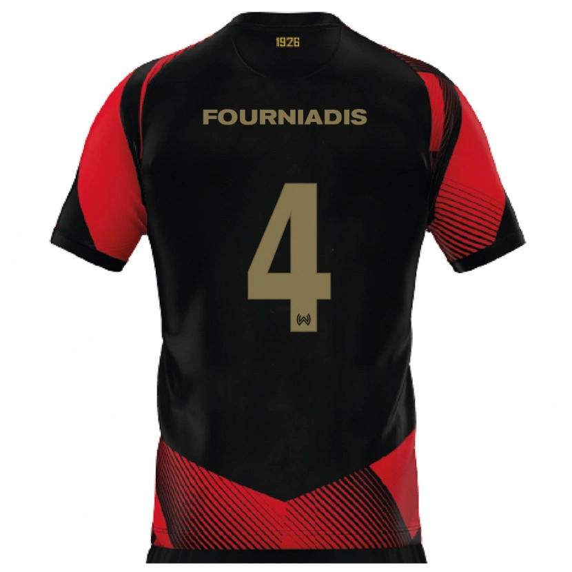 Danxen Dětské Linos Fourniadis #4 Černá Červená Domů Hráčské Dresy 2025/26 Dres