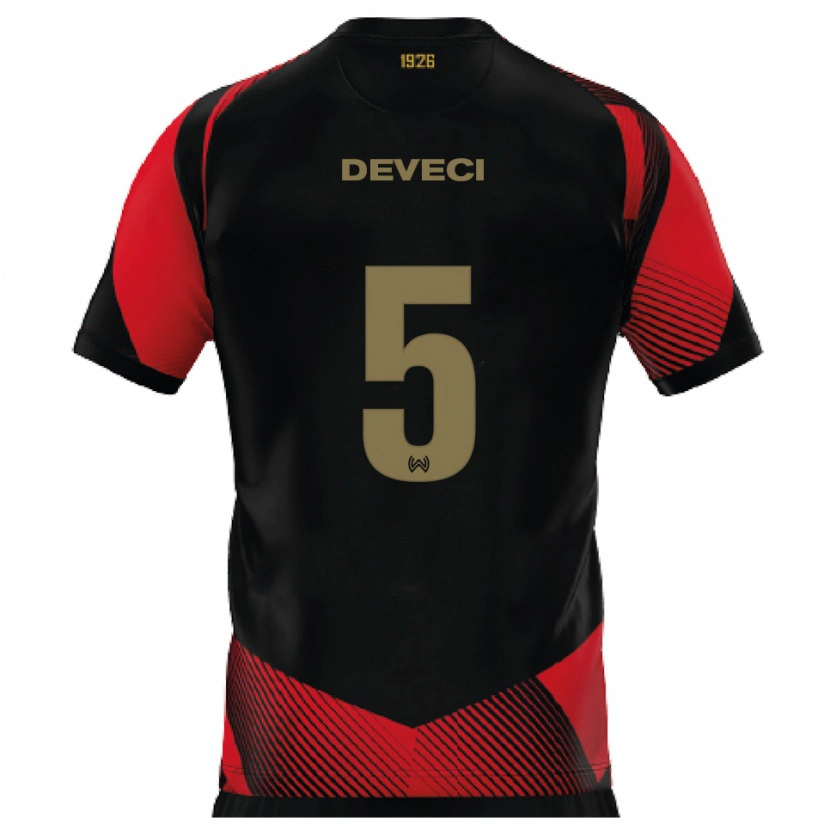 Danxen Dětské Hüseyin Deveci #5 Černá Červená Domů Hráčské Dresy 2025/26 Dres