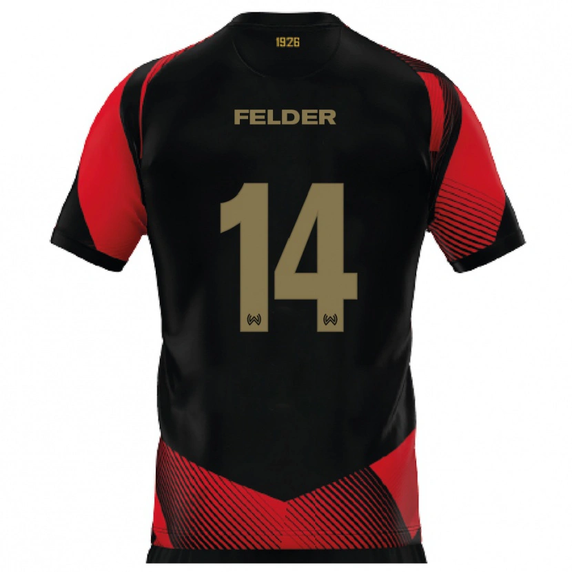 Danxen Dětské Mohamed Felder #14 Černá Červená Domů Hráčské Dresy 2025/26 Dres