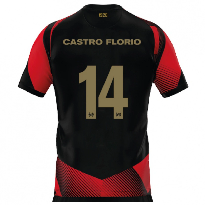 Danxen Dětské Giancarlo Castro Florio #14 Černá Červená Domů Hráčské Dresy 2025/26 Dres