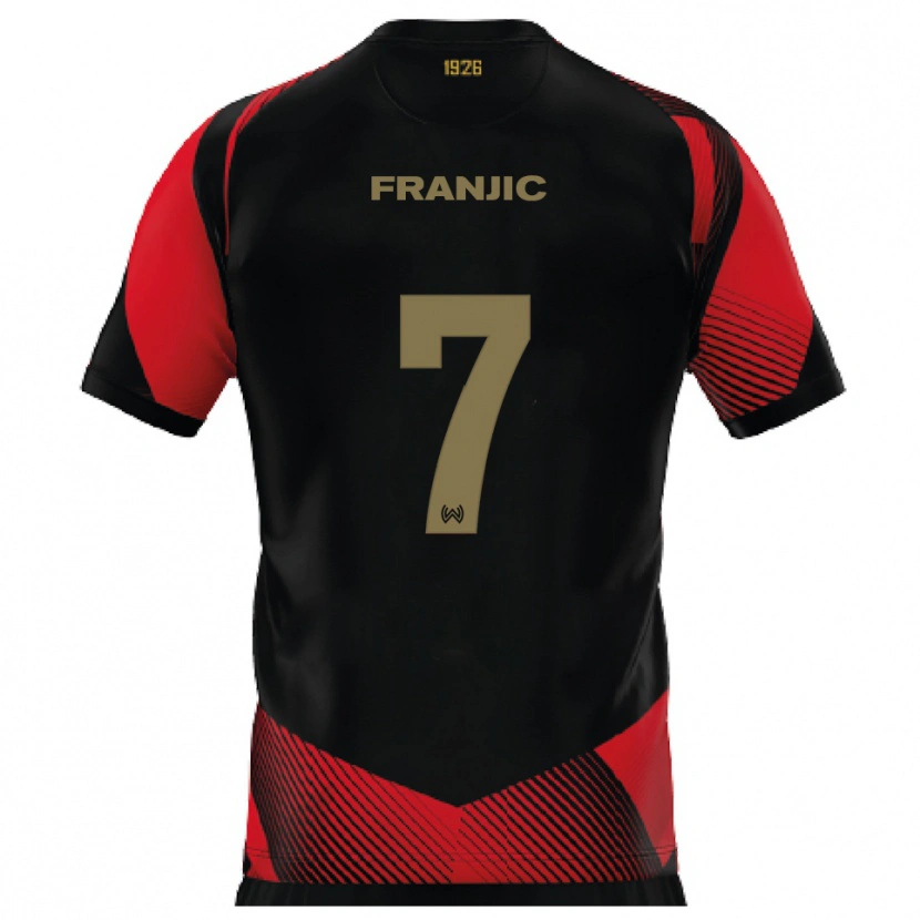 Danxen Dětské Ivan Franjic #7 Černá Červená Domů Hráčské Dresy 2025/26 Dres
