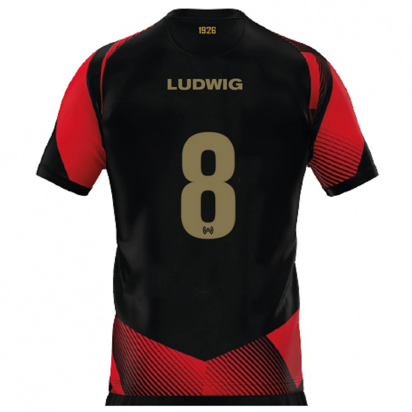 Danxen Dětské Milan Ludwig #8 Černá Červená Domů Hráčské Dresy 2025/26 Dres