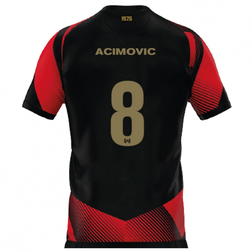 Danxen Dětské Andrija Acimovic #8 Černá Červená Domů Hráčské Dresy 2025/26 Dres
