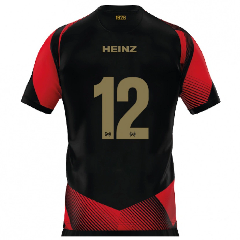 Danxen Dětské Lewin Heinz #12 Černá Červená Domů Hráčské Dresy 2025/26 Dres