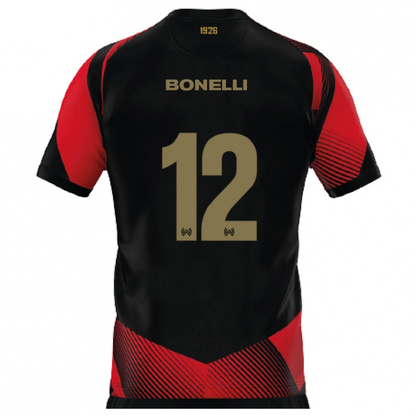 Danxen Dětské Leonardo Bonelli #12 Černá Červená Domů Hráčské Dresy 2025/26 Dres