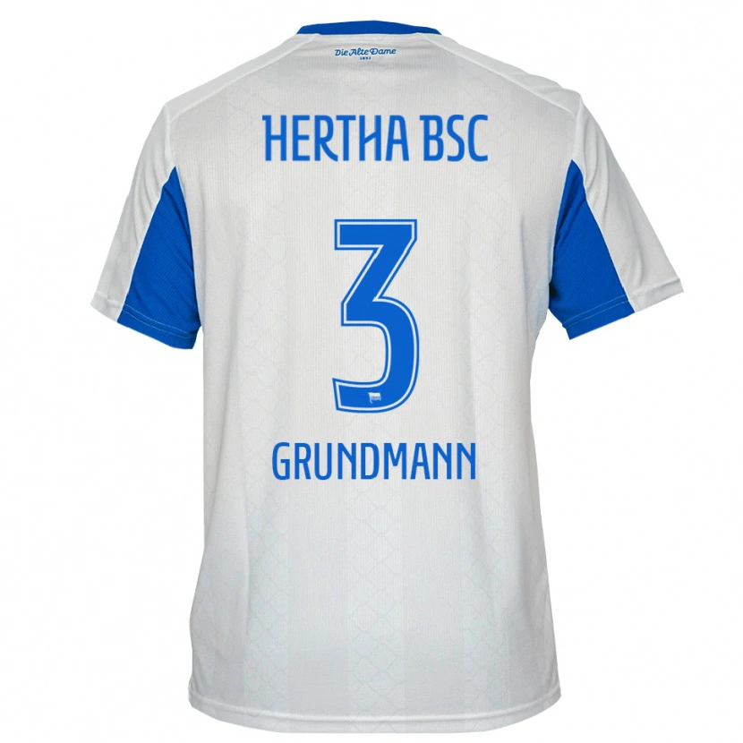 Danxen Dětské Leon Grundmann #3 Bílá Modrá Daleko Hráčské Dresy 2025/26 Dres