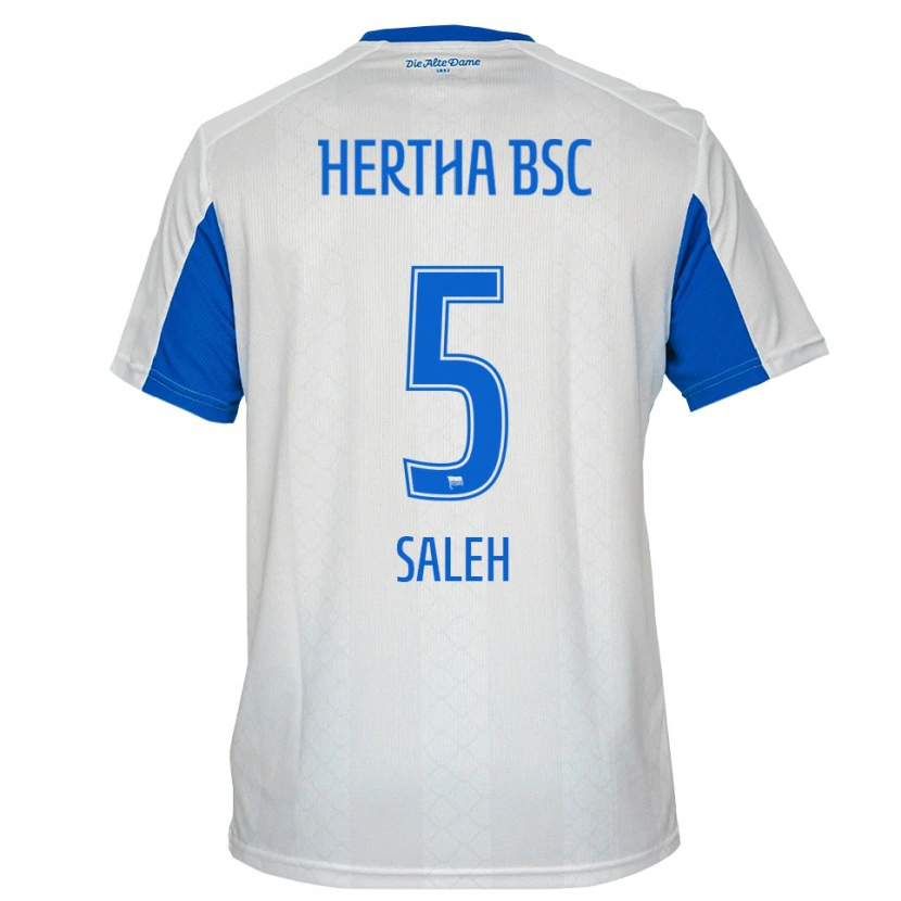 Danxen Dětské Ibrahim Saleh #5 Bílá Modrá Daleko Hráčské Dresy 2025/26 Dres