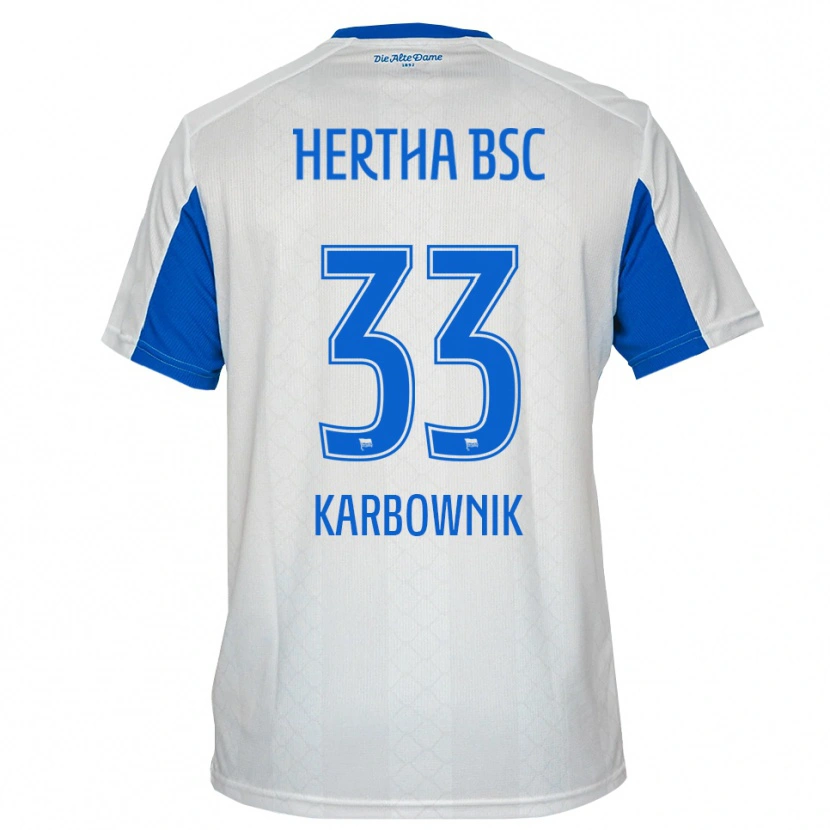 Danxen Dětské Michal Karbownik #33 Bílá Modrá Daleko Hráčské Dresy 2025/26 Dres