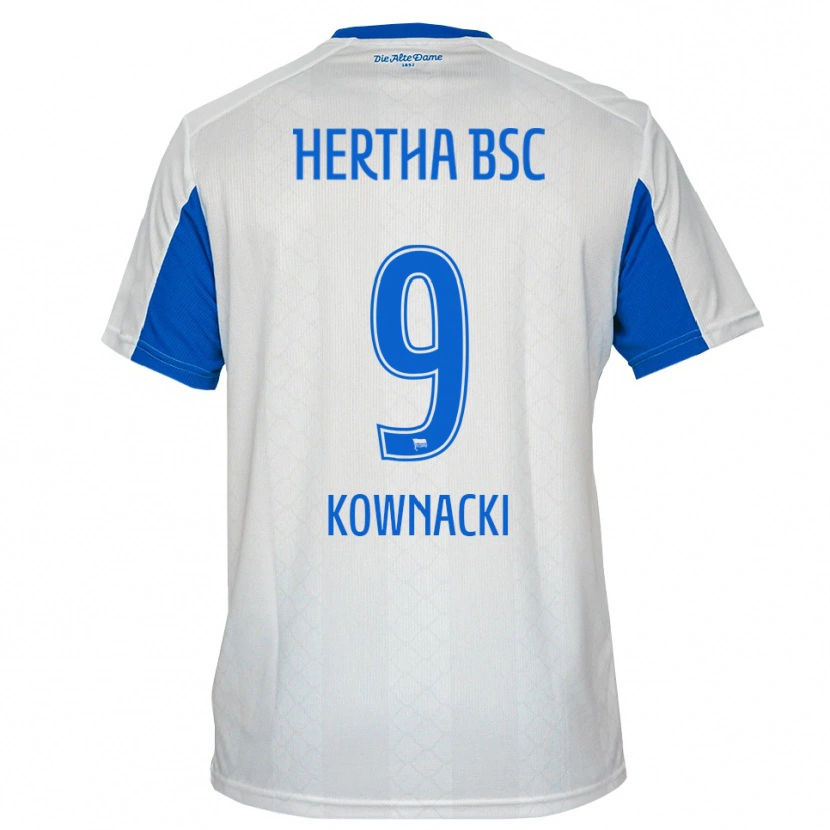 Danxen Dětské Dawid Kownacki #9 Bílá Modrá Daleko Hráčské Dresy 2025/26 Dres