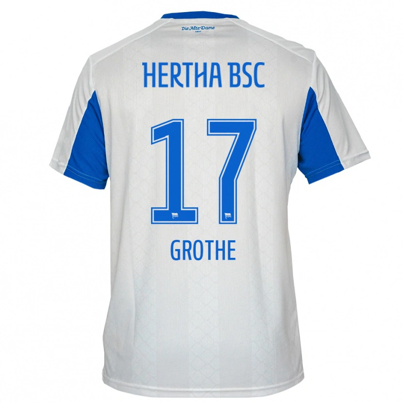 Danxen Dětské Mayson Grothe #17 Bílá Modrá Daleko Hráčské Dresy 2025/26 Dres